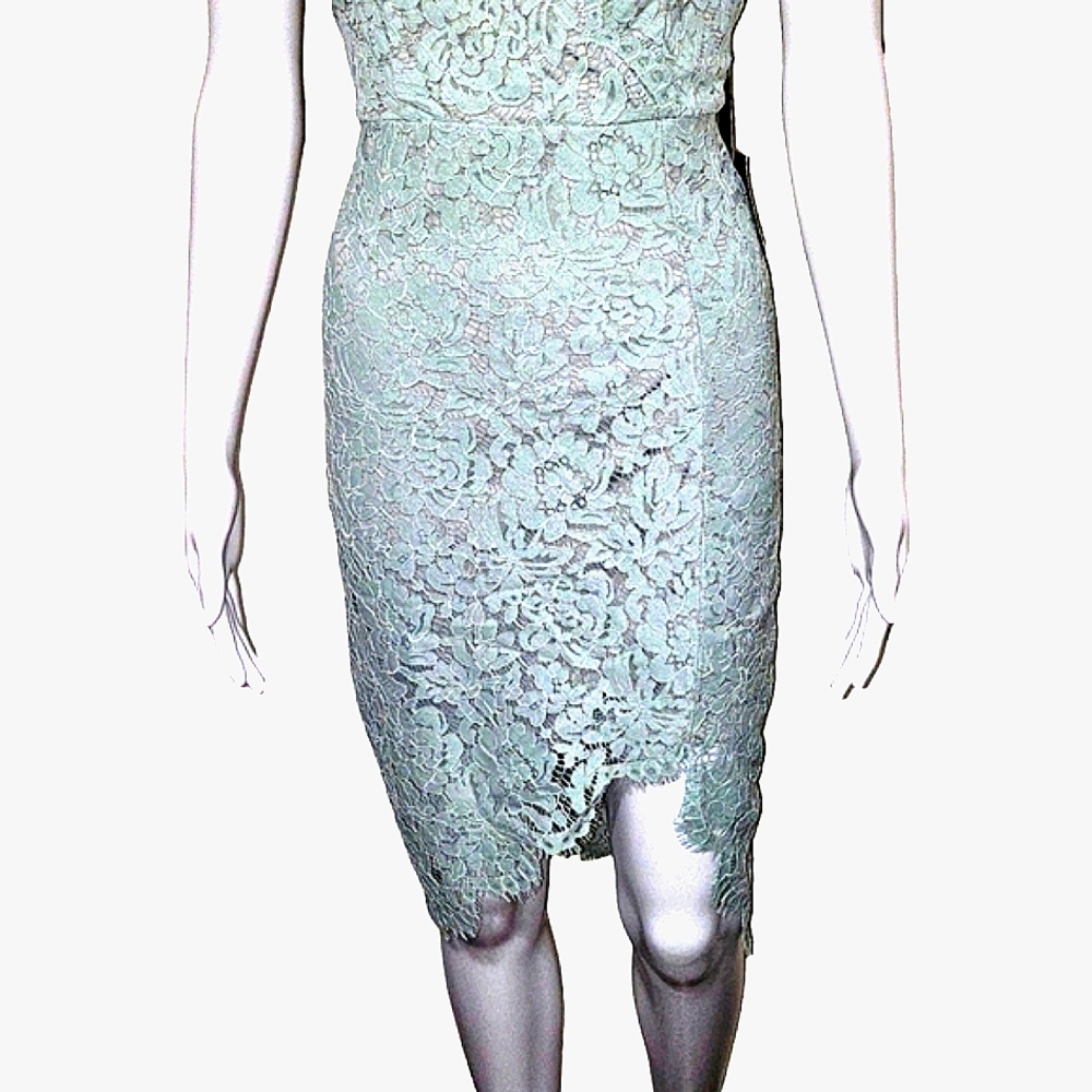 Lulu’sFlirting wDesire Lace Backless Bodycon Dress Mint Blue Medium - Picture 6 of 7